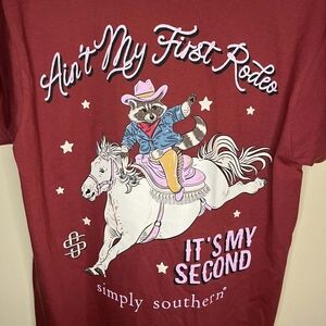 Simply Southern Raccoon Ain't My First Rodeo Small Shirt